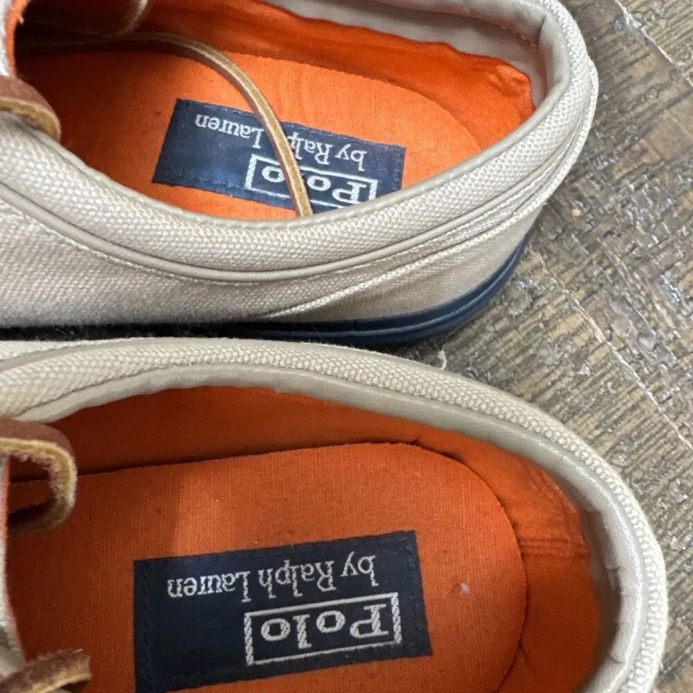 Ralph Lauren Polo faxon Tan low oxford cloth Men's sneakers Boat Shoes 10.5 D